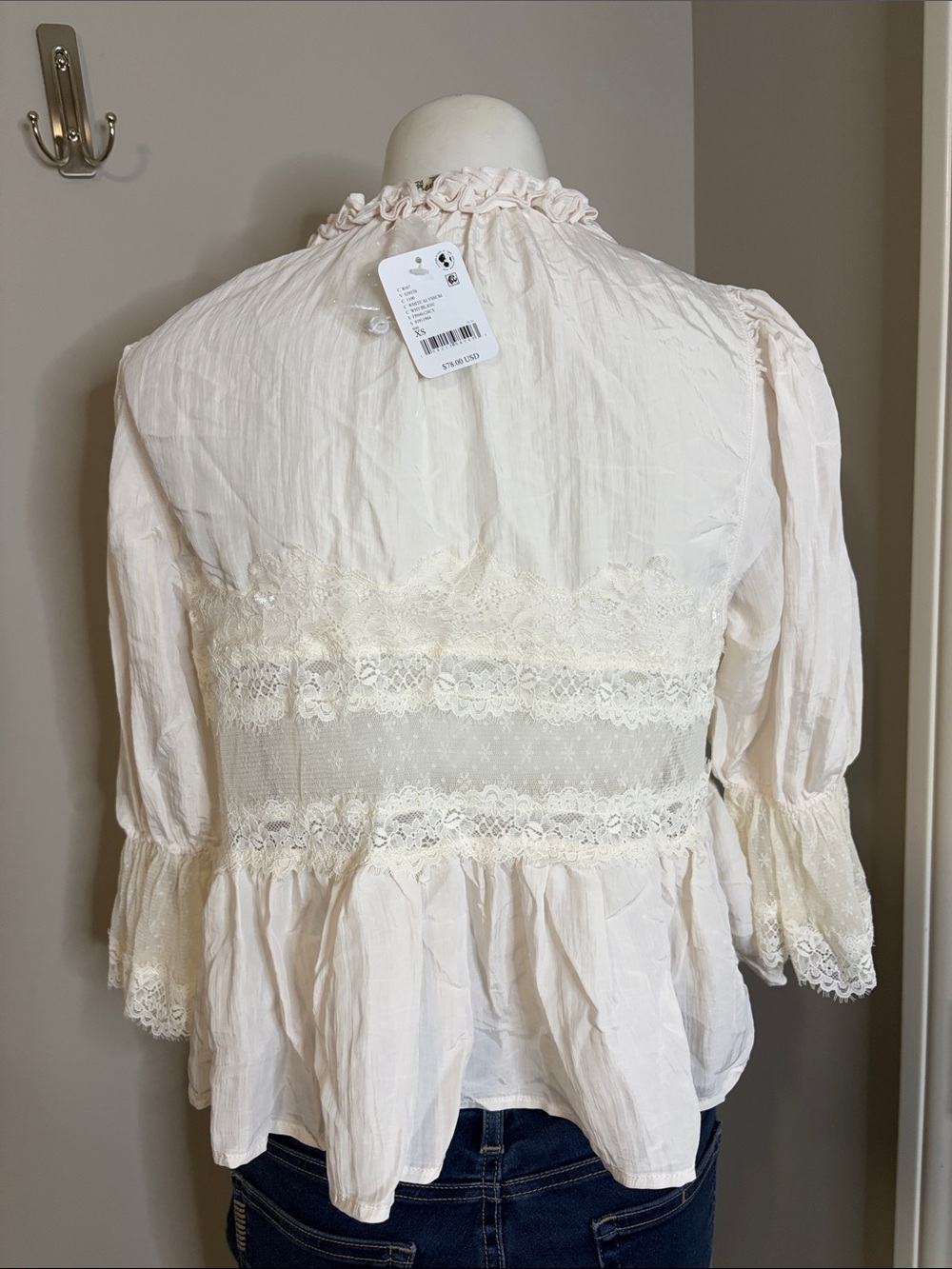 Free People Forever Young Bed Jacket White Alyssum Top Sz XS NEW - Picture 9 of 12